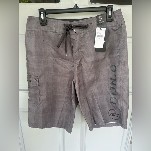 O’Neill NEW 10” Inseam Santa Cruz Board Shorts, Grey Swimwear, Men’s Size 31 - Picture 2 of 6